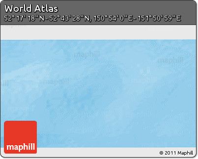 Physical 3D Map of the Area around 52° 30' 23" N, 151° 22' 30" E