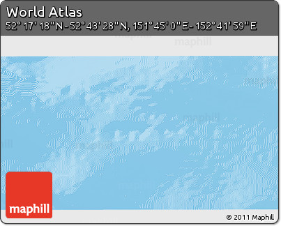 Physical 3D Map of the Area around 52° 30' 23" N, 152° 13' 29" E
