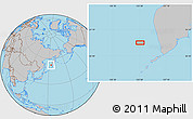 Gray Location Map of the area around 52° 30' 23" N, 153° 55' 30" E