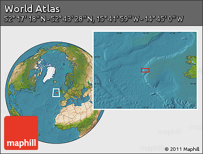 Satellite Location Map of the Area around 52° 30' 23" N, 15° 13' 29" W
