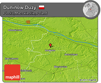 Physical 3D Map of Duninów Duży