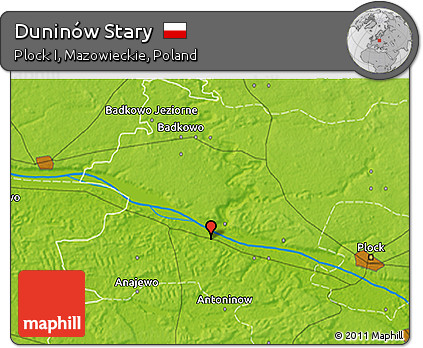 Physical 3D Map of Duninów Stary