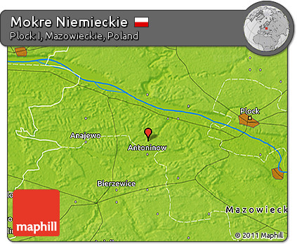 Physical 3D Map of Mokre Niemieckie