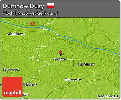 Physical 3D Map of Duninów Duży
