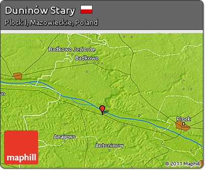 Physical 3D Map of Duninów Stary