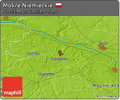 Physical 3D Map of Mokre Niemieckie