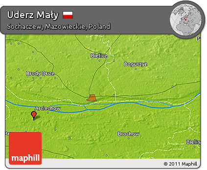 Physical 3D Map of Uderz Mały