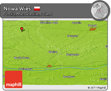 Physical Panoramic Map of Nowa Wieś