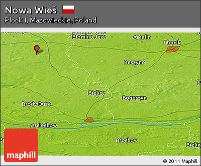 Physical Panoramic Map of Nowa Wieś