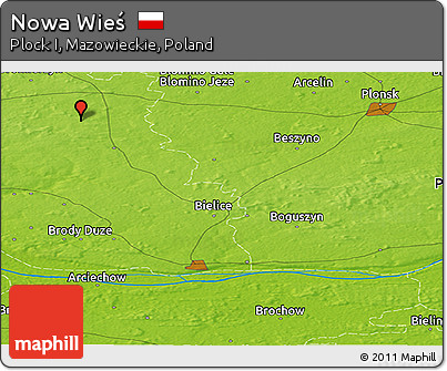 Physical Panoramic Map of Nowa Wieś