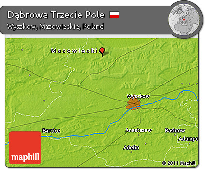 Physical 3D Map of Dąbrowa Trzecie Pole
