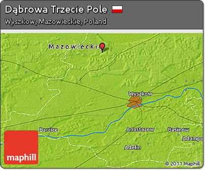 Physical 3D Map of Dąbrowa Trzecie Pole