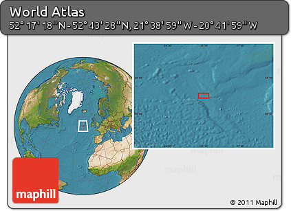 Satellite Location Map of the Area around 52° 30' 23" N, 21° 10' 29" W