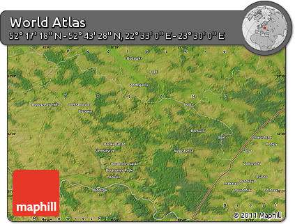 Satellite Map of the Area around 52° 30' 23" N, 23° 1' 29" E