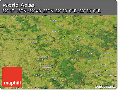 Satellite Map of the Area around 52° 30' 23" N, 23° 1' 29" E