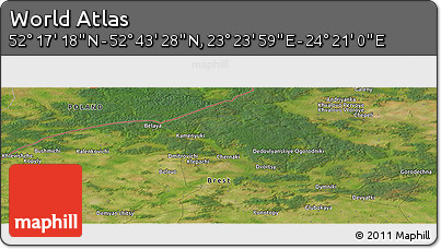 Satellite Panoramic Map of the Area around 52° 30' 23" N, 23° 52' 30" E