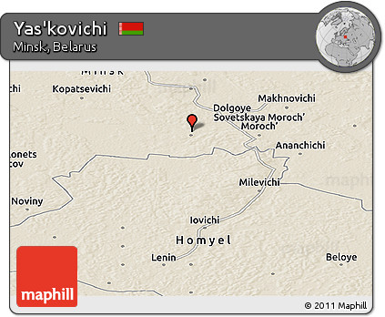 Shaded Relief Panoramic Map of Yas'kovichi