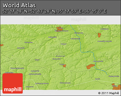 Physical 3D Map of the Area around 52° 30' 23" N, 35° 46' 29" E