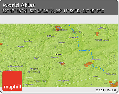 Physical 3D Map of the Area around 52° 30' 23" N, 35° 46' 29" E