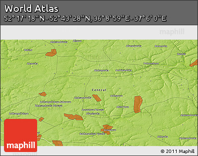 Physical 3D Map of the Area around 52° 30' 23" N, 36° 37' 30" E