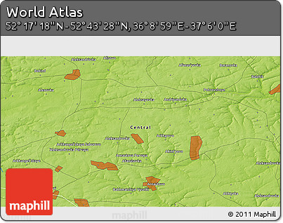 Physical 3D Map of the Area around 52° 30' 23" N, 36° 37' 30" E