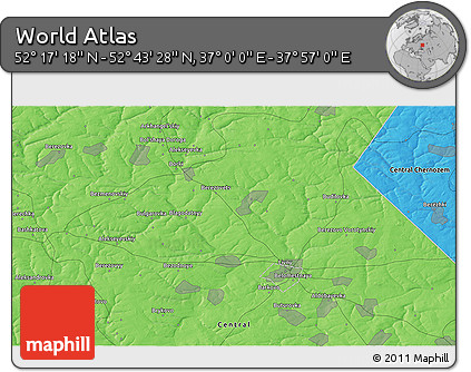 Political 3D Map of the Area around 52° 30' 23" N, 37° 28' 30" E