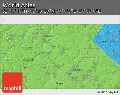 Political 3D Map of the Area around 52° 30' 23" N, 37° 28' 30" E
