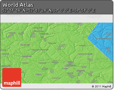 Political 3D Map of the Area around 52° 30' 23" N, 37° 28' 30" E
