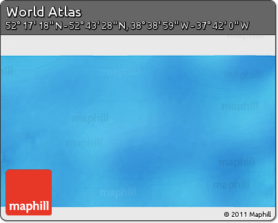 Shaded Relief 3D Map of the Area around 52° 30' 23" N, 38° 10' 29" W