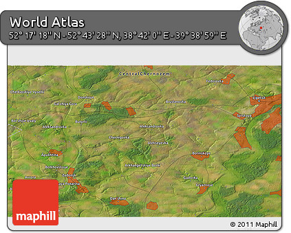 Satellite 3D Map of the Area around 52° 30' 23" N, 39° 10' 29" E