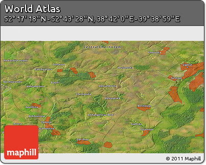 Satellite 3D Map of the Area around 52° 30' 23" N, 39° 10' 29" E