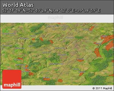 Satellite 3D Map of the Area around 52° 30' 23" N, 39° 10' 29" E