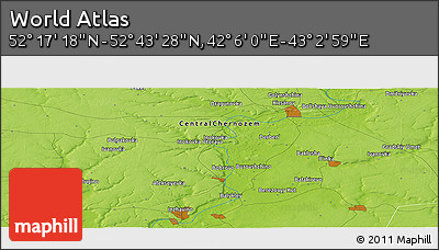 Physical Panoramic Map of the Area around 52° 30' 23" N, 42° 34' 30" E