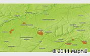 Physical 3D Map of the area around 52° 30' 23" N, 44° 16' 29" E