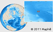 Shaded Relief Location Map of the area around 52° 30' 23" N, 45° 49' 30" W