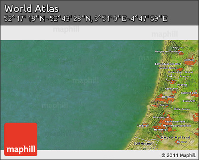 Satellite 3D Map of the Area around 52° 30' 23" N, 4° 19' 30" E