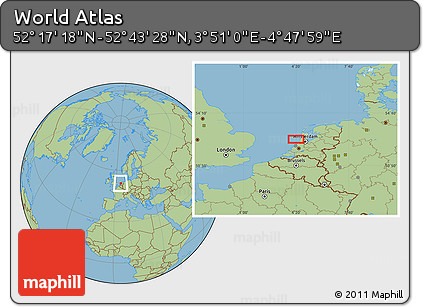 Savanna Style Location Map of the Area around 52° 30' 23" N, 4° 19' 30" E