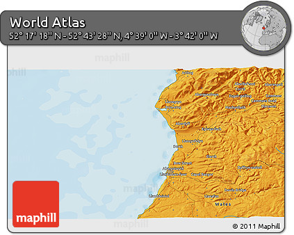 Political 3D Map of the Area around 52° 30' 23" N, 4° 10' 30" W