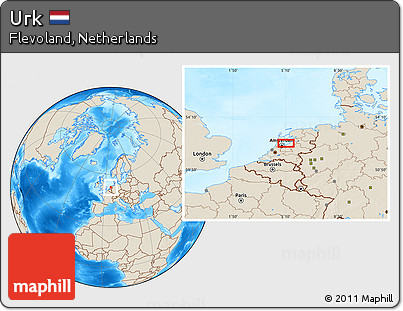 Shaded Relief Location Map of Urk