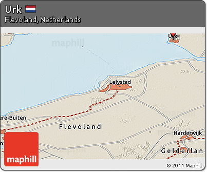 Shaded Relief Panoramic Map of Urk