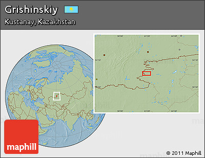 Savanna Style Location Map of Grishinskiy, hill shading