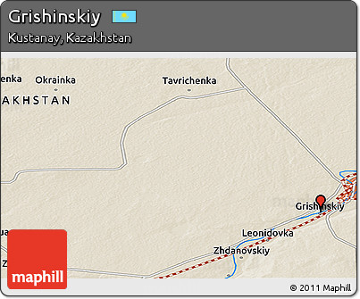 Shaded Relief Panoramic Map of Grishinskiy