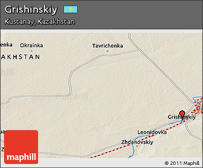 Shaded Relief Panoramic Map of Grishinskiy