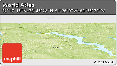 Physical Panoramic Map of the Area around 52° 30' 23" N, 61° 7' 30" W