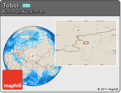 Shaded Relief Location Map of Tobol