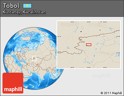 Shaded Relief Location Map of Tobol