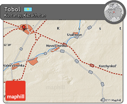 Shaded Relief Map of Tobol