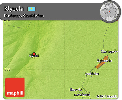 Physical Map of Klyuchi