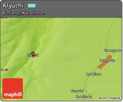 Physical Map of Klyuchi