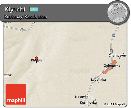 Shaded Relief Map of Klyuchi
